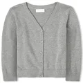 The Children's Place Girl's V-neck Cardigan Sweater, Heather Smoke, 5-6 Years US