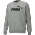 PUMA Men's Essential Big Logo Crew Neck Sweater, Medium Gray Heather, L