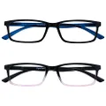 Opulize See 2 Pack Blue Light Blocking Reading Glasses Black Pink Computer Gaming Anti Glare Mens Womens BB9-14 +3.00
