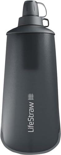 LifeStraw Peak Series Collapsible Squeeze Water Bottle, Dark Grey, 1 Litre Capacity