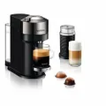 Breville Nespresso Vertuo Next Deluxe Coffee Machine by Breville Bundle with Aeroccino3 Milk Frother (Dark Chrome)