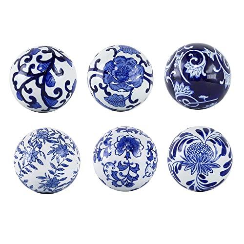 Dasch Design Aline Decorator Balls Set of 6, Blue and White
