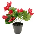 EZY Hedge and Plants 1.31ft Potted Fake Red Cyclamen Plastic Sowbread Flowers in Black Pot Artificial Plant for Home Office Shop Cafe Indoor Patio Decor, 40cm – Red/Green