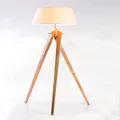 New Oriental Natural Twist Tripod Floor Lamp with Shade, White