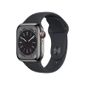 Apple Watch Series 8 (GPS + Cellular 41mm) Smart Watch - Graphite Stainless Steel Case with Midnight Sport Band - Regular. Fitness Tracker, Blood Oxygen & ECG Apps, Water Resistant