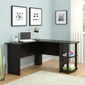 Ameriwood Home Dakota L-Shaped Desk with Bookshelves, Espres