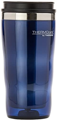 THERMOcafe by Thermos Double Wall Stainless Steel Inner, Plastic Outer Travel Tumbler, 470ml, Blue, THM2BAUS