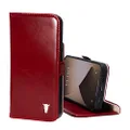 TORRO Leather Case Compatible with iPhone 13 Pro Max – Genuine Leather Wallet Case/Cover with Card Holder and Stand Function (Red)