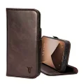 TORRO Leather Case Compatible with iPhone 13 Pro Max – Genuine Leather Wallet Case/Cover with Card Holder and Stand Function (Dark Brown)