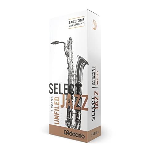 Rico Select Jazz Baritone Sax Reeds, Unfiled, Strength 4 Hard, 5-pack