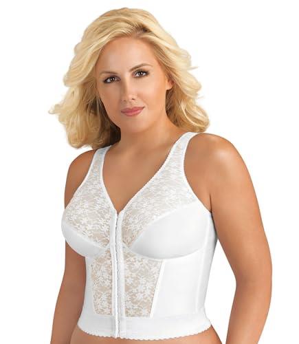EXQUISITE FORM Women's Fully Front Close Longline Lace Posture Bra, White, 38B US