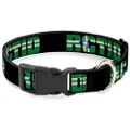 Buckle-Down Plastic Clip Dog Collar, RCTID Black Portland Flag, 16 to 23 Inch Neck Size x 1.5 Inch Wide
