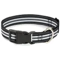 Buckle-Down Plastic Clip Dog Collar, Striped Black/Grey/White, 6 to 9 Neck Size x 0.5 Inch Width