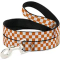 Buckle-Down Dog Leash, Checker White/Orange, 4 Feet Length x 1.0 Inch Wide