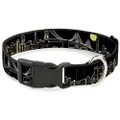 Buckle-Down Plastic Clip Dog Collar, San Francisco with Moon Vivid Skyline Black, 6 to 9 Neck Size x 0.5 Inch Width