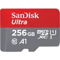 SanDisk 256GB Ultra microSDXC Card + SD Adapter up to 150 MB/s with A1 App Performance, UHS-I, Class 10, U1, Black (SDSQUAC-256G-GN6MA)