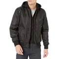 GUESS Men's Hooded Bomber Jacket, Black, Small