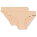 Emporio Armani Bodywear, Women's Microfiber 2 Pack Brief, Nude/Nude, X-Small