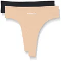 Emporio Armani Bodywear, Women's Microfiber 2 Pack Thong, Black/Nude, X-Large