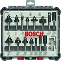 Bosch Accessories Professional 15x Mixed Router Bit Set (for Soft & Hard Wood, Wood Composites, 8 mm Shank, Easy-Pick, Carbide Cutting Edges, with Spare Parts, Accessories for Routers)