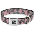 Buckle-Down Seatbelt Buckle Collar, Eighties Stars 2 Black/White/Red, 15 to 26 Inch Neck Size x 1.0 Inch Width