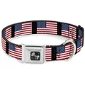 Buckle-Down Seatbelt Buckle Collar, United States Flags, 15 to 26 Neck Size x 1.0 Inch Width