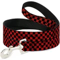 Buckle-Down Dog Leash, Checker Weathered Black/Red, 4 Feet Length x 1.5 Inch Wide