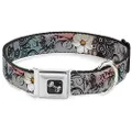 Buckle-Down Seatbelt Buckle Collar, Flowers with Filigree Pink/Multicolour, 16 to 23 Inch Neck Size x 1.5 Inch Width