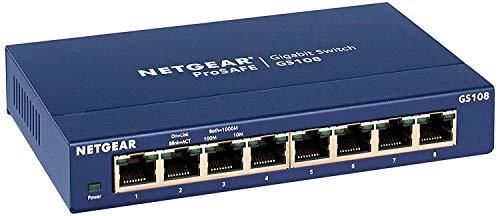 NETGEAR GS108 ProSafe 8-Port Gigabit Switch, Blue