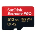 SanDisk 512GB Extreme PRO microSDXC Card + SD Adapter + RescuePRO Deluxe, up to 200MB/s, with A2 App Performance, UHS-I, Class 10, U3, V30