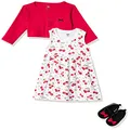 HUDSON BABY Baby Girls' Cotton Dress, Cardigan and Shoe Set, Cherries, 9-12 Months