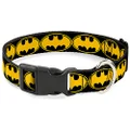 Buckle-Down Bat Signal 3 Black/Yellow/Black Plastic Clip Collar, Narrow Medium/7-13"
