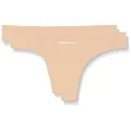 Emporio Armani Bodywear, Women's Microfiber 2 Pack Thong, Nude/Nude, X-Small