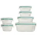 OXO Good Grips Smart Seal, 12 Piece Glass Container Set,Clear,Blue