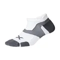2XU Unisex Vectr Cushion No Show Socks - Provides Advanced Support for Running - White/Grey - Size Medium