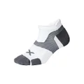 2XU Unisex Vectr Cushion No Show Socks - Provides Advanced Support for Running - White/Grey - Size Medium