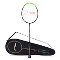 Li-Ning G - Force 3500 Superlite Carbon Fibre Strung Badminton Racket with Full Racket Cover (Black/Green) | for Intermediate Players | 78 Grams | Maximum String Tension - 32lbs