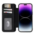 Case-Mate Wallet Folio iPhone 14 Pro Max Case - Black [10ft Drop Protection] [Compatible with MagSafe] Magnetic Flip Folio Cover Made w/Genuine Pebbled Leather, Landscape Stand, Cash and Card Holder