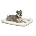 MidWest Homes for Pets 30L-Inch White Fleece Dog Bed or Cat Bed w/Comfortable Bolster,Ideal for Medium Dog Breeds&Fits a 30-Inch Dog Crate,Easy Maintenance Machine Wash,Model:40230