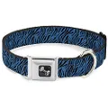 Buckle-Down Seatbelt Buckle Dog Collar - Zebra 2 Turquoise - 1" Wide - Fits 15-26" Neck - Large