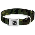 Buckle-Down Seatbelt Buckle Dog Collar - Camo Olive - 1" Wide - Fits 9-15" Neck - Small