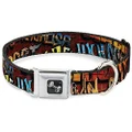 Dog Collar Seatbelt Buckle Beach Tags Stacked Brick Wall Beach Scenes 9 to 15 Inches 1.0 Inch Wide