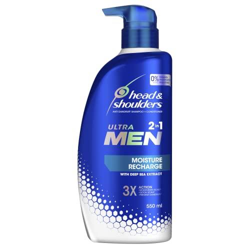 Head & Shoulders Ultra Men Hair Retain: Mens 2 in 1 moisture recharge 3 action Anti Dandruff Shampoo and Conditioner 550ml