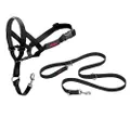 HALTI Headcollar Size 5, Black & HALTI Training Leash Size Large, Black Combination Pack - Stop Your Dog Pulling on The Leash. Adjustable, Lightweight with Padded Nose Band. Suitable for Large Dogs