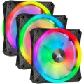 CORSAIR iCUE QL120 RGB, 120 mm RGB LED PWM Fans (102 Individually Addressable RGB LEDs, Speeds Up to 1,500 RPM, Low-Noise) Triple Pack with iCUE Lighting Node CORE Included - Black