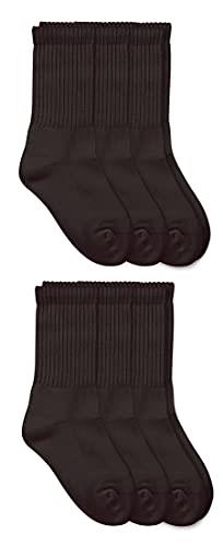 Jefferies Socks Big Boys' Seamless Sport Crew Half Cushion Socks (Pack of 6), Black, Large