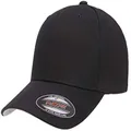 Flexfit Unisex Adults Cotton Twill Fitted Cap Hat, Black, Large-X-Large US