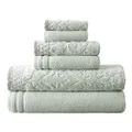 Modern Threads 56JQJQBG-BLU-ST Damask Jacquard Hand Towels with Embellished Border, 6-Piece Set, Light Blue, Cotton