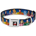 Buckle-Down Seatbelt Buckle Dog Collar - The Big Bang Theory Superhero Characters Group Blue Dot Fade - 1" Wide - Fits 15-26" Neck - Large