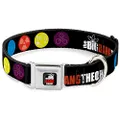 Buckle-Down Seatbelt Buckle Dog Collar - The Big Bang Theory DNA/Atom/E/Radiation Black - 1.5" Wide - Fits 13-18" Neck - Small